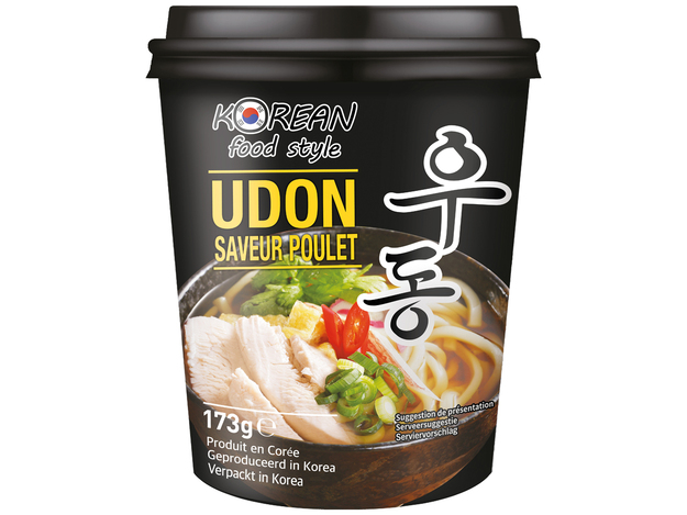 Korean Food Style Udon Noodles Voorgekookt Kip Smaak (in cup) 12 x 173 g